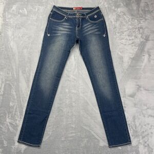 Vtg Apple Bottoms Y2k Jeans Womens 9/10 (30x32) Blue Embroidered Studs Pockets